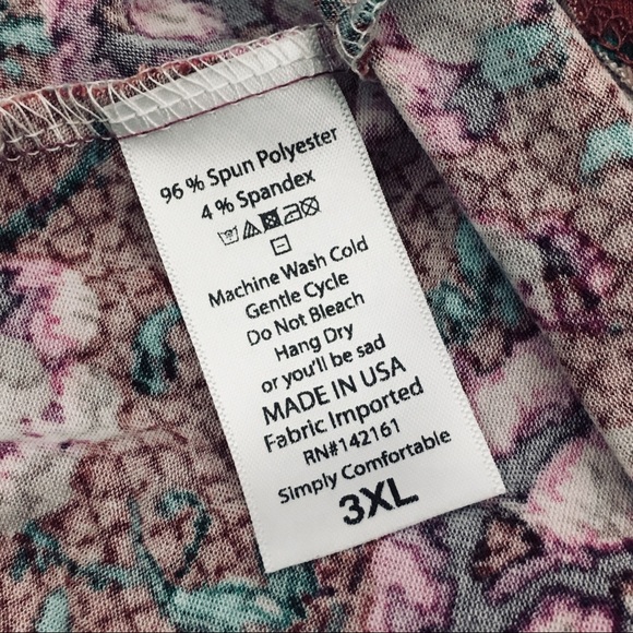 LuLaRoe Maxi Skirt Plus Size 3X Red Gray Floral - Picture 7 of 8